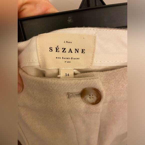 Sezane Martin Wool Trousers Ecru Size 2 - Picture 6 of 9